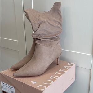 JustFab Women's Taupe Heeled Boots